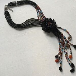 Joan Rivers Classics Collections Black Starlet Cluster Necklace, NWOT